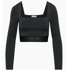 Aritzia Babaton Top Women’s Medium Black Sculpt Cropped Long Sleeve
